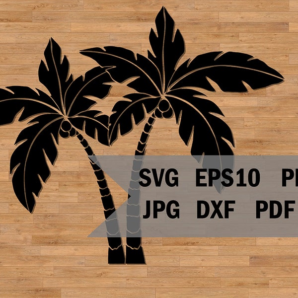 Palm trees SVG template, Template for cutting, SVG file for Cricut and Silhouette, Palm trees stencil for laser cutting, decorate clothes