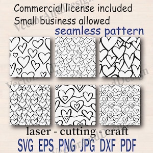 Seamless pattern heart svg, textile design valentine's background, print digital paper stencil