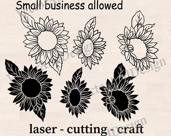 sunflower Svg cut file for cricut, flower monogram vector silhouette