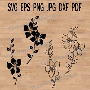 Flower svg bundle, wildflowers svg, spring flower border, flower outlines svg, design bundle dxf
