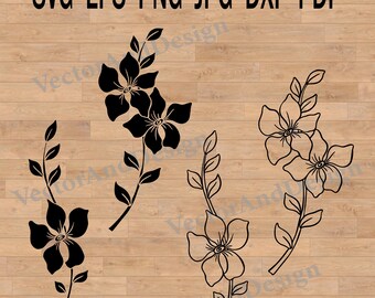 Pacote de flores svg, flores silvestres svg, borda de flores da primavera, contornos de flores svg, pacote de design dxf