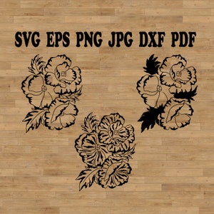 Coquelicot Svg, Svg de coquelicots bouquet, Svg botanique, Svg de fleurs sauvages, Svg de bouquet de fleurs, fichier coupé de pavot, feuilles de pavot, svg de fleurs de pavot