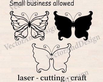 Layered Butterfly SVG Bundle file for laser, Outline and Silhouette Designs Cricut and Glowforge