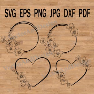 Valentine frame, Sakura frame svg, Cherry Blossom SVG, Floral Wreath SVG, Wedding Svg, Circle Wreath Svg, Wedding Sign Vinyl
