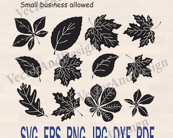 Autumn Leaves SVG, Fall Leaf Cutting File, Cricut Silhouette Laser Cut Design