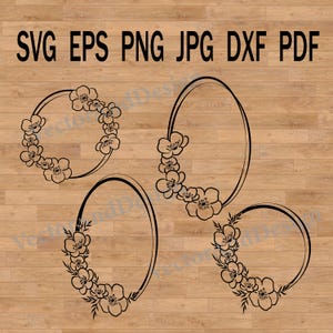 Sakura frame svg, cherry blossoms svg, sakura flower svg, daisy svg, dxf original design, Flower Frame SVG, Floral Wreath SVG, Wedding