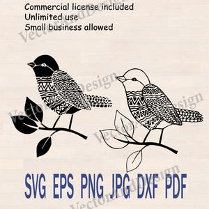 Bird Template svg, zentangle pattern stencil for Cricut Silhouette png dxf jpeg, Paper cut