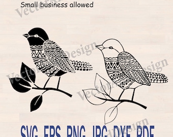 Bird svg, zentangle pattern stencil for Cricut Silhouette png dxf jpeg, Paper cut