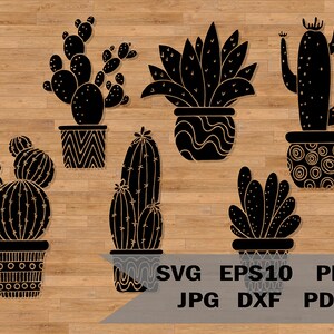 Modèle svg cactus, clipart cactus, succulentes Svg, cactus coupe fichier, cactus Svg, plantes Svg, modèle de coupe en papier, Svg pour la silhouette cricut