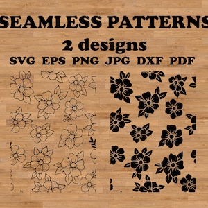 Flores sin costuras SVG, patrón floral SVG, superposición de patrones, flores sin costuras, impresiones florales SVG, papel digital de hojas, repetición de patrones