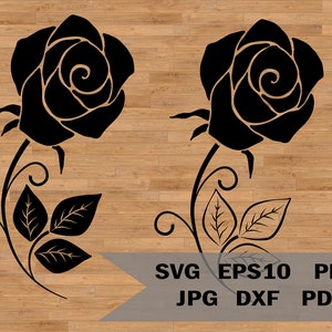 Rose svg file, rose clipart, rose vector, rose cut file, rose silhouette, rose png, rose svg bundle, flower design svg, botanical svg