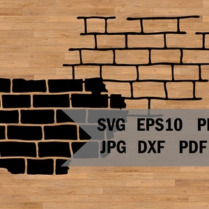 デジタルステンシルレンガ壁、装飾テンプレート、レーザーおよびカッティングデザイン用、CricutおよびSilhouette用SVG、即時アップロード、デジタルファイル