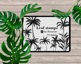 Brushes Stempel Procreate, Pinsel Palmen, tropische Pinsel, botanischer Boho Procreate Stempel