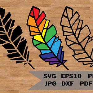 Set of decorative feathers svg, svg template for cutting, SVG for Cricut and Silhouette, Cutting feather, stencil svg, tattoo