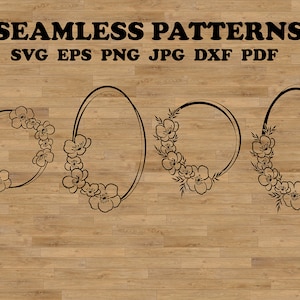 Marco de sakura SVG, flores de cerezo SVG, flor de sakura SVG, margarita SVG, diseño original DXF, marco de flores SVG, corona floral SVG, boda