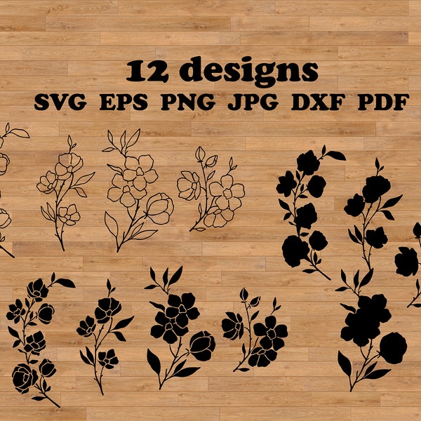 Sakura Svg, cherry blossom svg, floral bundle svg, spring flower svg, sakura flower svg, Floral Cut file SVG, botanical svg