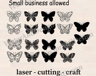 Layered Butterfly SVG Bundle with Outline and Silhouette Designs for Cricut and Glowforge