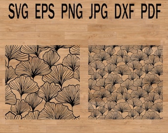 Seamless pattern ginkgo leaves svg, floral wrap ginkgo biloba botanical vector hand drawn