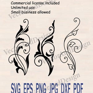SVG de rizos florales, elementos de diseño decorativo, borde de líneas para boda (descarga digital)