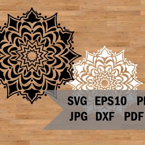 Modello Mandala in formato SVG, Stencil Mandala, Silhouette Mandala, Modello tagliato in carta, File Svg per Cricut e Silhouette, Download istantaneo