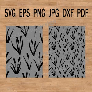 Borde de espadaña SVG, clipart de caña, patrón sin costuras, fondo para tarjetas de presentación, papel y tela, archivo de corte para circuito
