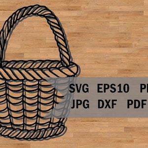 Projekt kosza wiklinowego, ładny szablon wycinanki, koszyk SVG, szablon Cricut i Silhouette, produkt cyfrowy, plik wektorowy, natychmiastowe przesyłanie