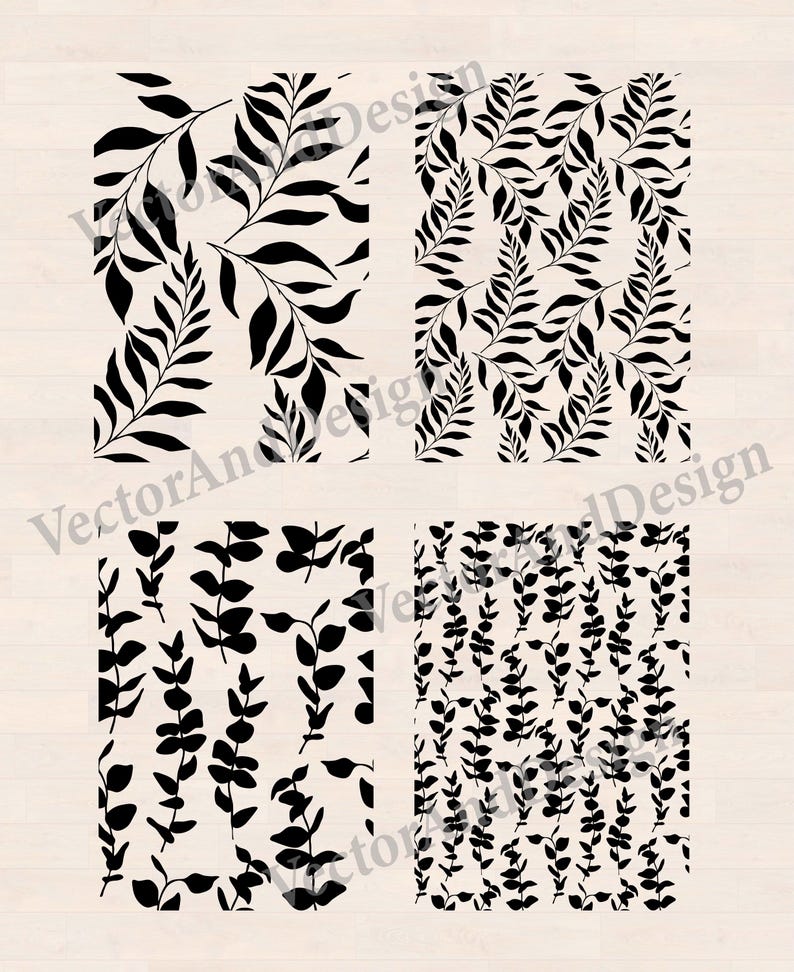 Floral Leaves Seamless Pattern SVG, PNG, EPS (Digital Download)