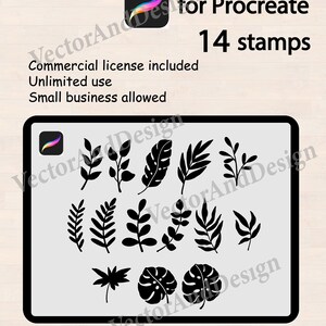 Pinceles de hojas para Procreate, pinceles de sello para Procreate, conjunto de plantas botánicas (descarga digital)