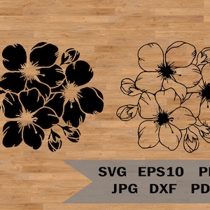 Projekt kwiatu Sakura do dekoracji koszulki lub torby, plik cięcia Sakura svg, szablon Sakura, clipart Sakura, monogram kwiatu svg wektor