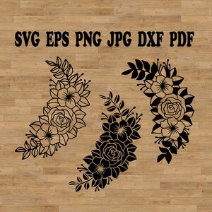 bouquet svg, Svg floral, svg de fleurs sauvages, coin svg, svg rose, svg de fleur de mariage, svg de fleur de ligne, svg de bordure florale, lot de svg fleur