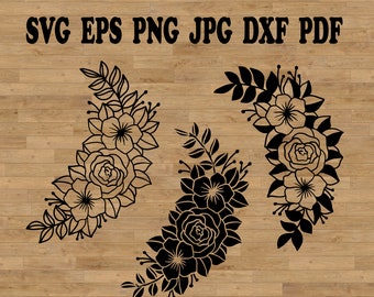 Blumenstrauß svg, Wildblumen svg, Ecke svg, Rose svg, Hochzeitsblumen svg, Linienblume svg, Blumenrand svg, Blumen svg bündel