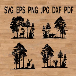 Animales del bosque SVG, vinilo cortado con láser, Aventura SVG, Naturaleza SVG, Paisaje SVG, Oso SVG, Naturaleza SVG, Animales de granja SVG, Silueta de ciervo SVG