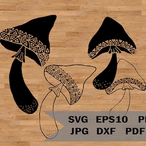 Ensemble de fabuleux champignons, champignons modèle svg, champignons magiques Halloween, pochoir champignon vénéneux, SVG pour Cricut et Silhouette