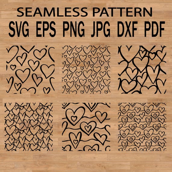 Seamless pattern heart svg, textile design valentine's background, print digital paper stencil