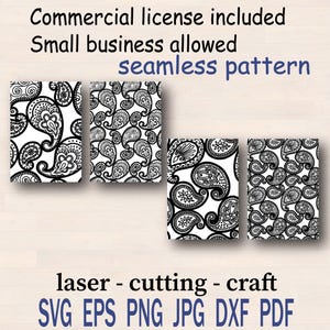 Indian Paisley Seamless Pattern SVG, Zentangle Lace Ornament (Digital Download)