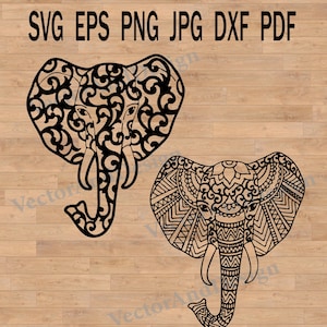 Elephant template svg, Mandala svg clipart, cricut file, Paper cut template, Laser, Silhouette