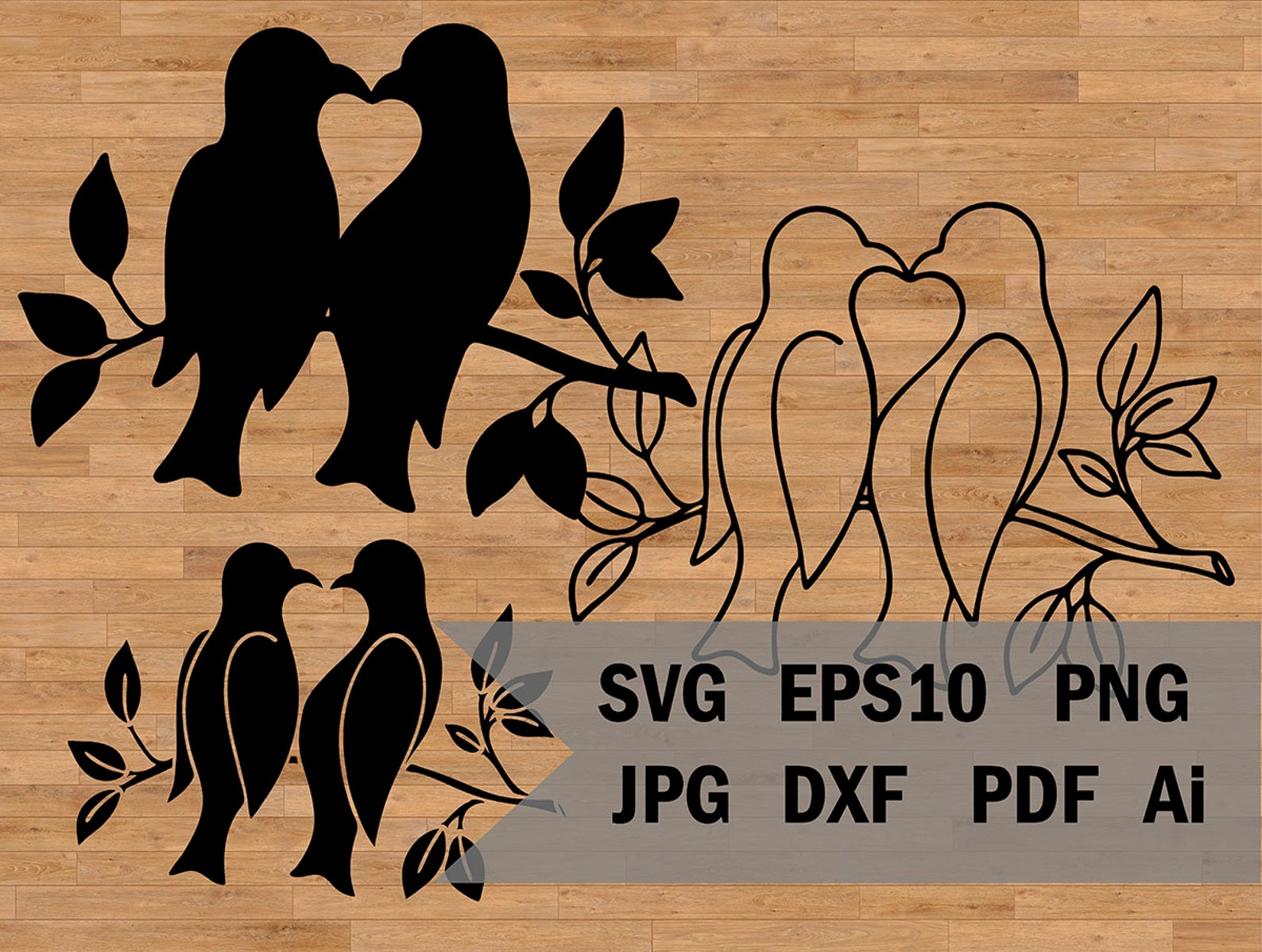 Love Birds Template for Cutting Stencil of a Pair of Birds - Etsy