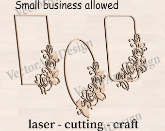 Rose Frame SVG, Floral Wreath, Laser Cut Template (Digital Download)