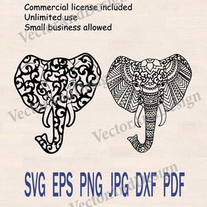 Elephant template svg, Zentangle Design clipart, cricut Paper cut, Laser, Silhouette