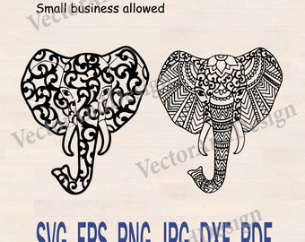 Elephant svg, Zentangle Design clipart, cricut Paper Laser cut, Silhouette