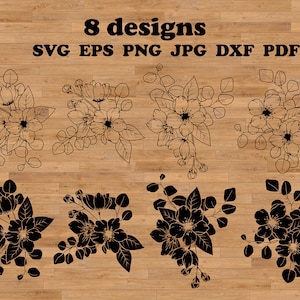 桜 SVG、桜の花 SVG、花びら SVG、枝葉 SVG、一線画、花の線画クリップアート、桜のクリップアート、植物 SVG
