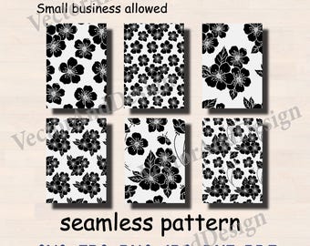 Seamless Pattern SVG, Blooming Cherry Cut File, botanical Wallpaper Clipart (Digital Download)