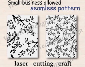 Seamless Botanical Branch Pattern, Leaf Repeat SVG for Cricut, Laser and Surface Design