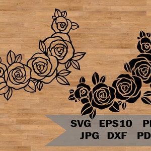 Róże svg, róg kwiatowy svg, ramka kwiatowa svg, wiosna svg, ozdoby kwiatowe svg, plik z wyciętymi kwiatami, obramowanie kwiatowe svg, kwiaty ślubne svg