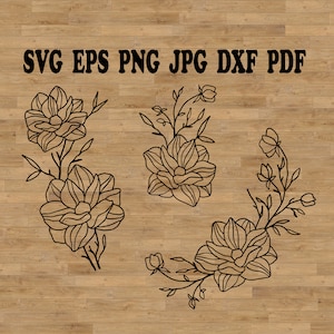 Rama de flores svg, imágenes prediseñadas botánicas, Flores simples svg, svg botánico, svg de flores silvestres, paquete floral svg, naturaleza svg, Ramas Svg