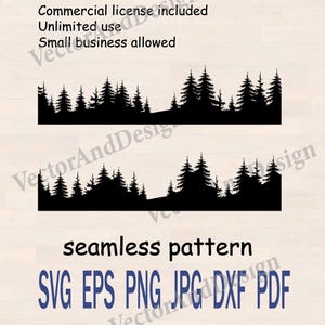 Pine tree svg, Forest Border Camping png, Background Forest vector, laser cut file, Silhouette