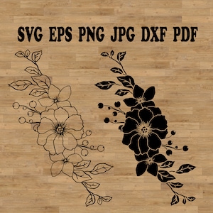 Svg bouquet d'anémones, svg botanique, jardinage svg, svg monogramme fleur, svg fleur mariage, svg fleur de printemps, modèle anémone