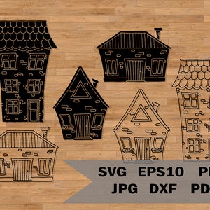 House template svg, Sweet Home Digital Black Clipart, Cut File Building, For Cameo, Cricut, house set svg, house stencil svg, Decor Village
