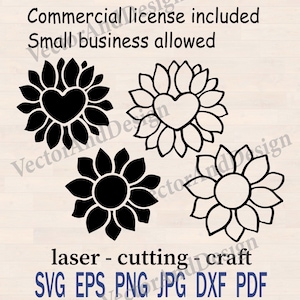Heart sunflower svg, spring flower Clipart, cricut decal svg