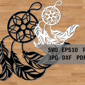 Łapacz snów SVG plik do cięcia dla Cricut i Silhouette, grafika wektorowa, Pióra Wektor plik do cięcia, Pióra Natychmiastowe pobieranie